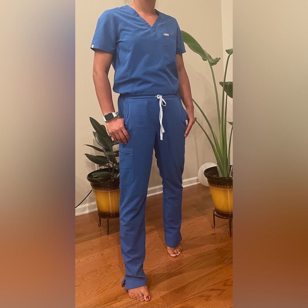 Figs Royal Blue Scrub Set Catarina Top + Kade Cargo Pants Small